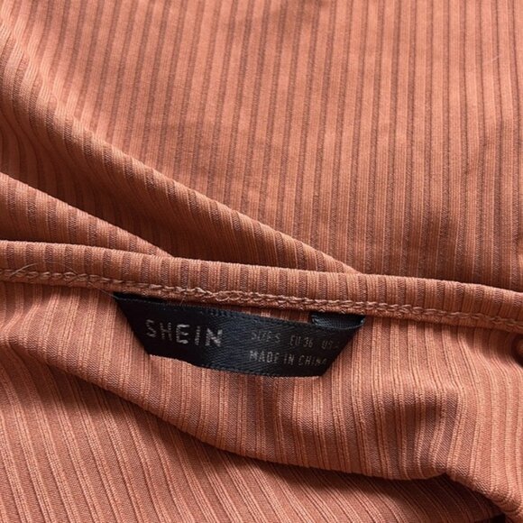 SHEIN Brown Fitted Ribbed Cropped Tank Small - Picture 4 of 5